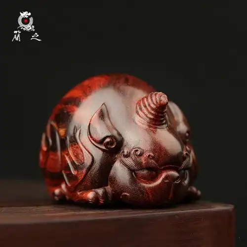 谛听件小摆件印度小叶紫檀手工木雕木雕工工艺品木雕