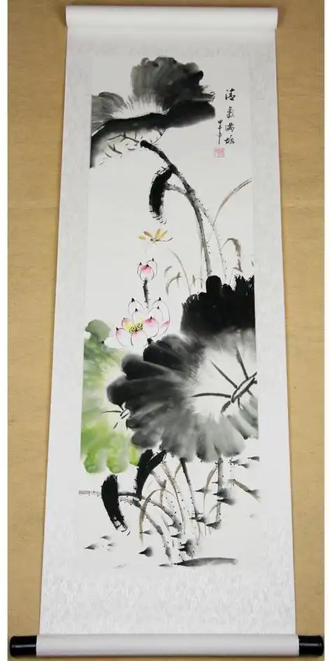 已装裱卷轴画史志龙三尺直幅国画[转载]荷花?