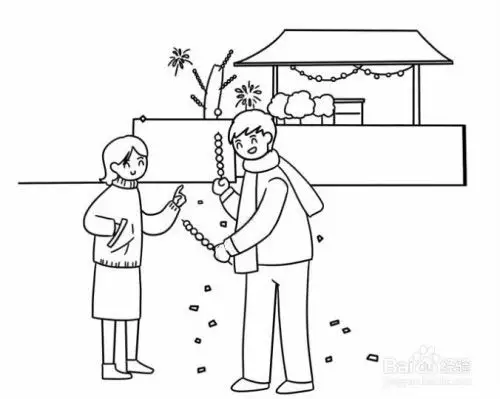 逛庙会情景画教程