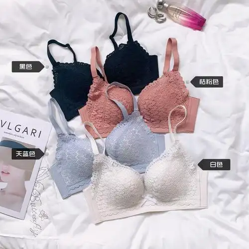 内衣少女女款钢圈蕾丝薄款文胸显胸小胸聚拢文胸