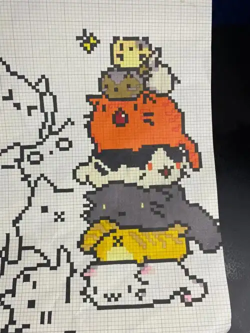 画猫好难,主要是小格子好难01#画画  #像素画  #临摹  #猫咪