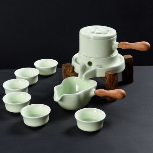钧瓷茶具喝茶磨盘茶具自动紫砂石磨茶具磨盘茶壶神器家用怀旧旋转出水