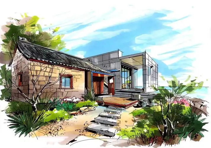 建筑别墅手绘设计