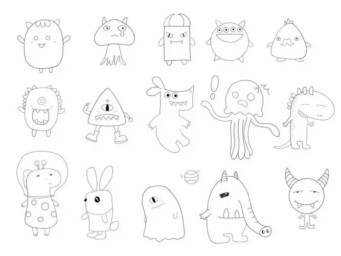 可可爱爱小怪物简笔画