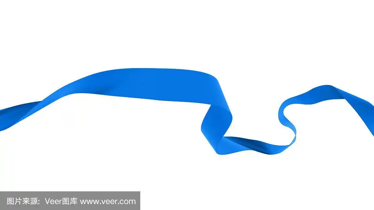 白色背景上的蓝丝带.三维渲染