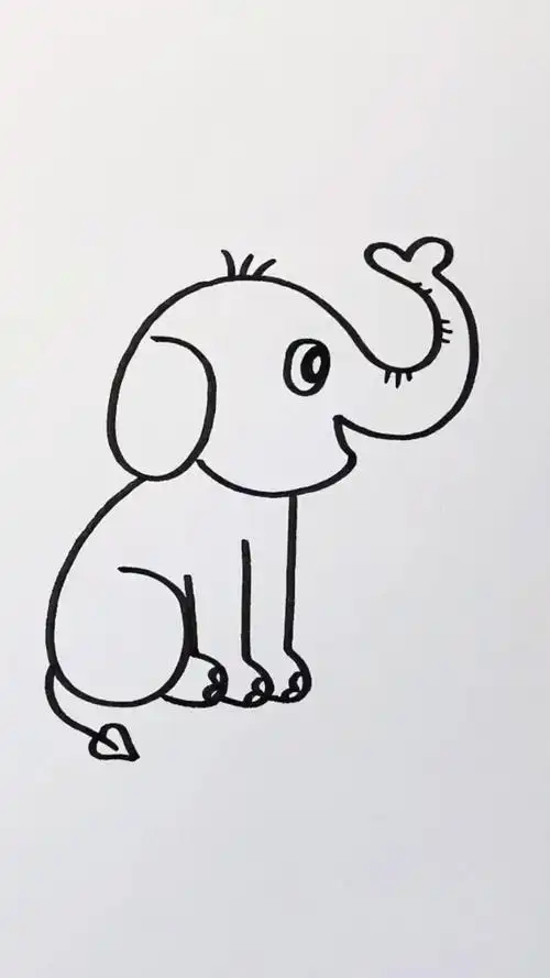 创意简笔画#呆萌的小象