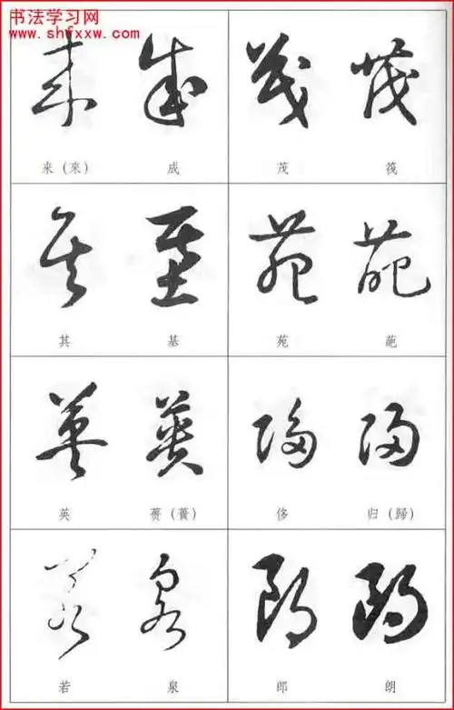 草书常见易错字正字表