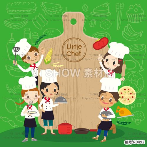 卡通可爱男女厨师做饭烹饪料理美食蛋糕人物形象背景eps矢量素材