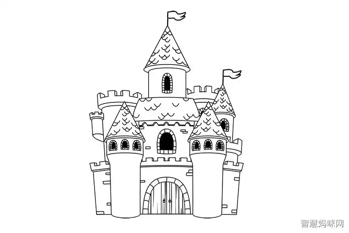 唐顿庄园城堡简笔画