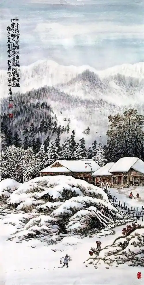 国画:家乡的雪