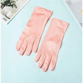 维能夏季桑蚕丝薄款手套女短款冰丝骑车透气开车防晒真丝手套 粉色