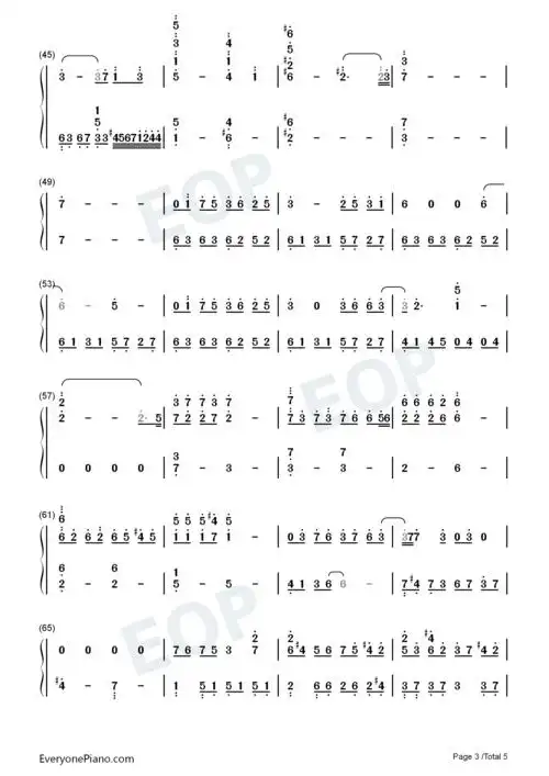 余年-原声版双手简谱预览3