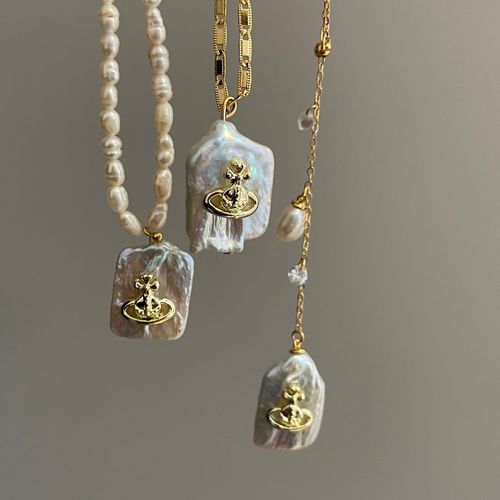 不规则巴洛克特种珍珠项链手作星球吊坠天然米珠链锁骨链叠戴颈链