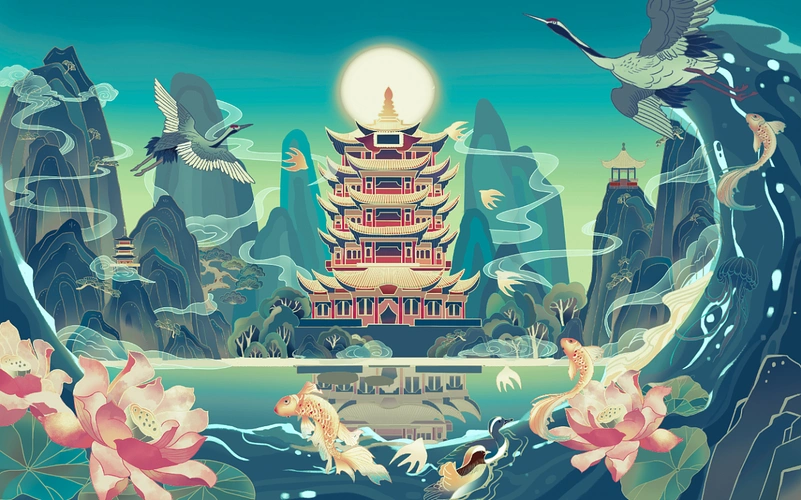 城市插画,武汉黄鹤楼|插画|商业插画|苦味虾仁 - 原创作品 - 站酷