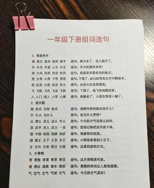 一年级语文组词造句篇