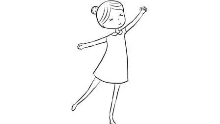 打招呼的小女孩儿童亲子简笔画 宝宝轻松学画画 正在跳舞的小女孩