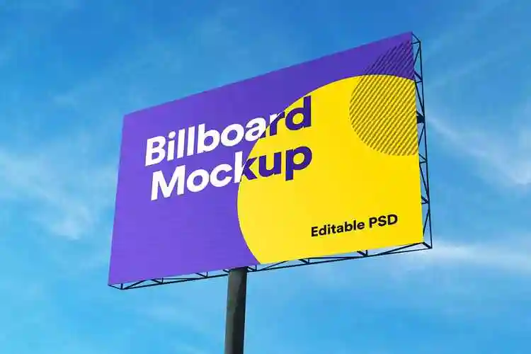 户外大型广告牌效果图样机模板 advertisement billboard mockup –
