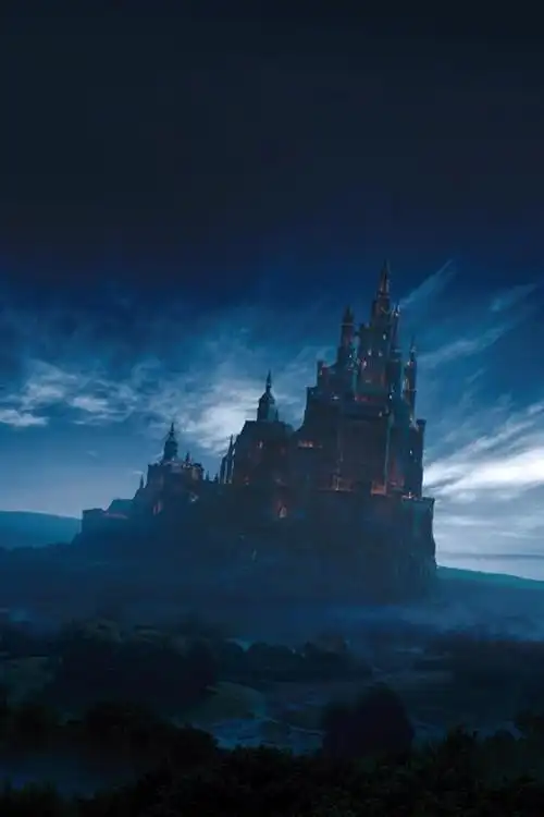 幻想世界,城堡,森林,天空,云彩,黄昏 iphone 壁纸