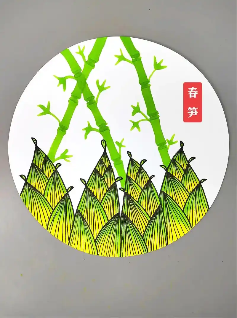 春天主题绘画:竹笋! 教你用简单的线条来画春天的竹笋,简单易 - 抖音