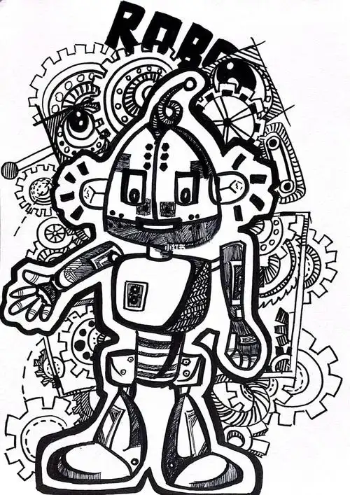 一二年级线描机器人