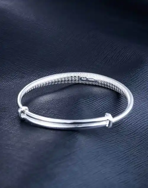 七度银饰专场内卜福字镜面s999手镯34115_唯品会