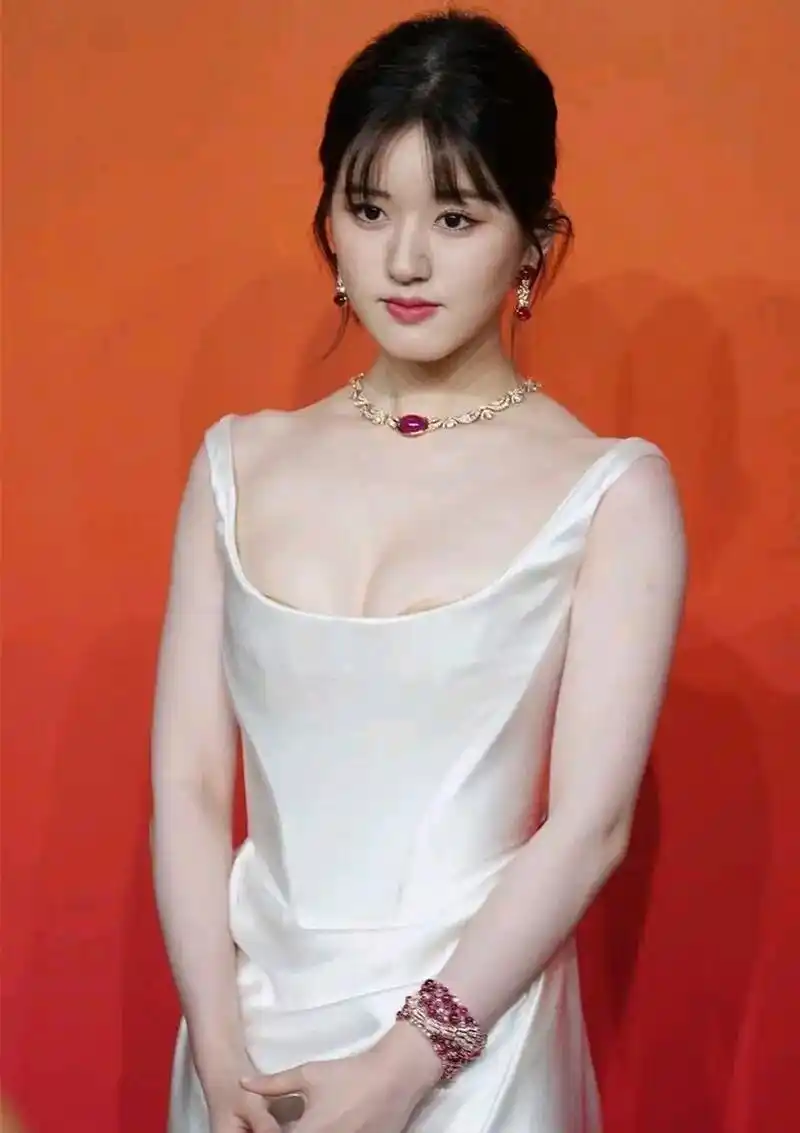 赵露思,这件礼服的胸口,开得太低了?