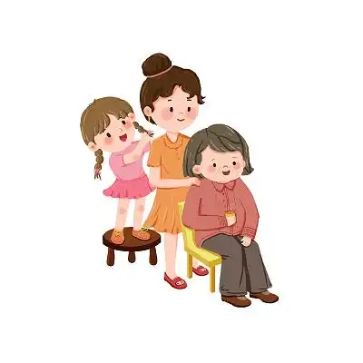 辛苦的母亲人物按摩捶背png素材