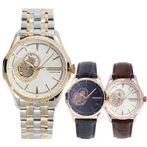 reimah/雷迈 新款镂空全自动机械皮带钢带镀金防水男表 8105m