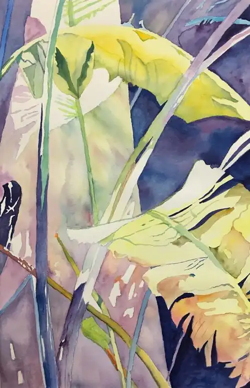 热的阳光,临摹,4k,获多福高白粗,300g,24色,荷尔拜因管彩,水彩,风景