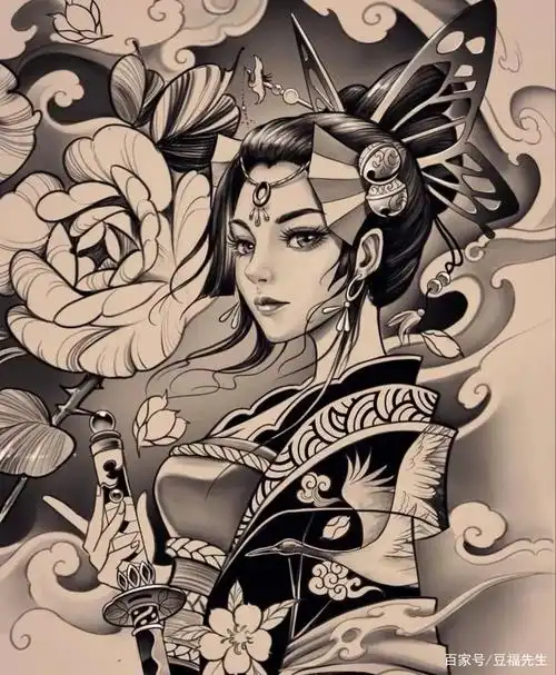 纹身图案手稿素材大全艺伎