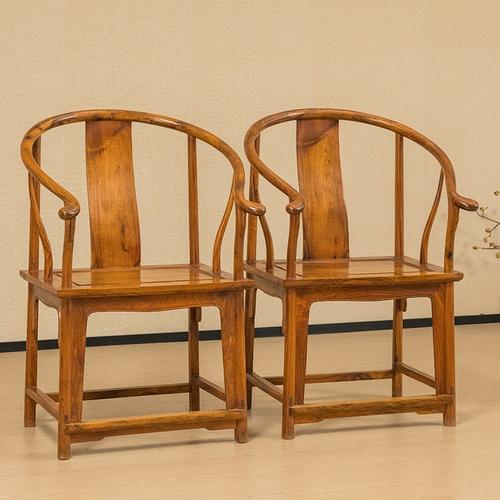 二十世纪黄花梨素工圈椅(一对)中式古典家具收藏黄花梨家具椅子