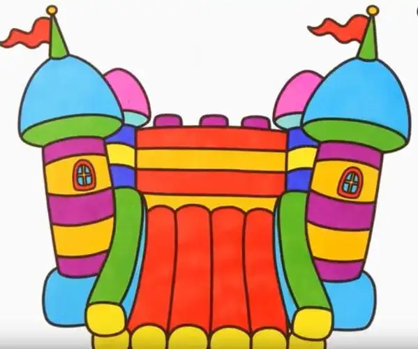 儿童城堡蹦床简笔画