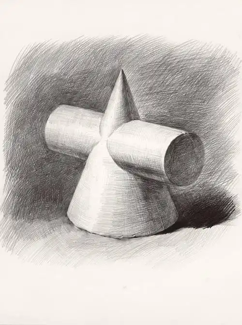 【十二点画室】石膏写生圆锥与圆柱的组合体