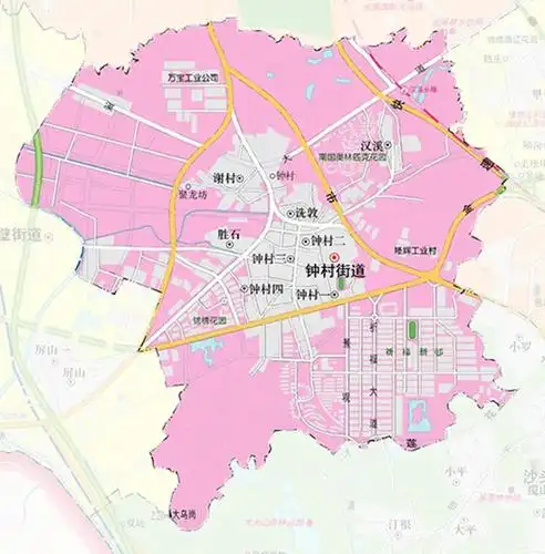 诜敦,谢村,胜石,钟一村,钟二村,钟三村,钟四村共8个行政村和钟村