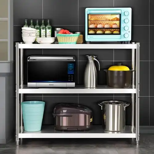 三层多层架货架菜厨房橱柜落地式多功能架子灶台架置物不锈钢收纳