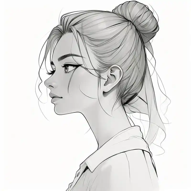 96 女生侧脸黑白素描头像 94 探索黑白素描的魅力,以细腻的笔触