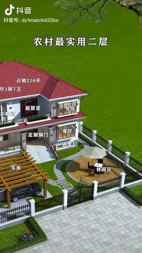 带院子的最实用小二层别墅来喽农村自建房别墅设计