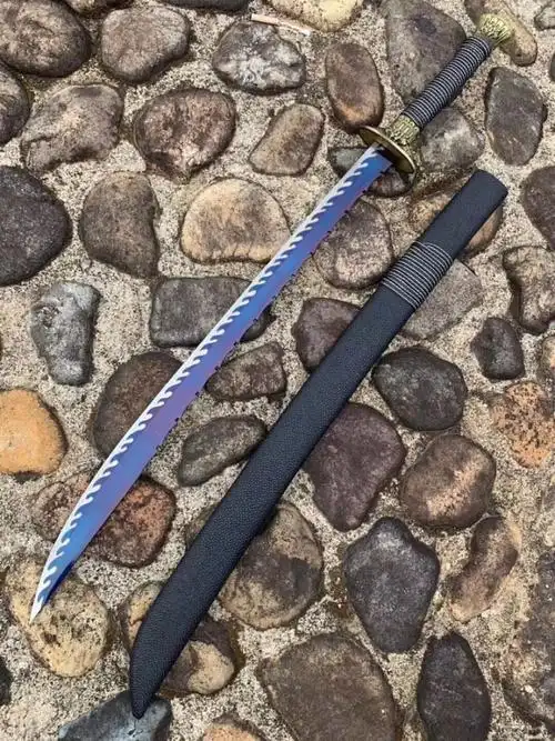 烤蓝琅琊战刀清刀形制刀身烤蓝工艺狼牙纹刃口