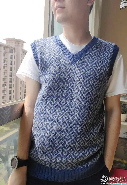 男士棒针v领背心