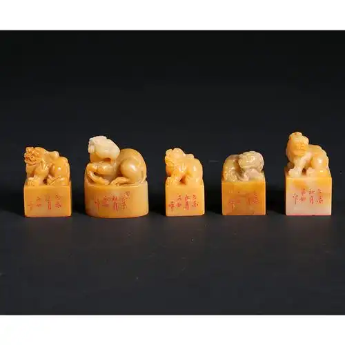 【鬼市】田黄石兽钮印章一组(附材质鉴定证书)-15