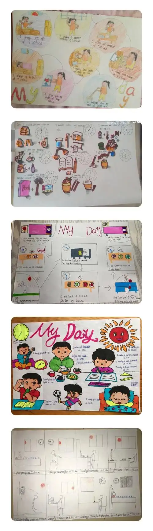 my day 写美篇 本周五年级英语作业之一是用手抄报的形式描述 my day