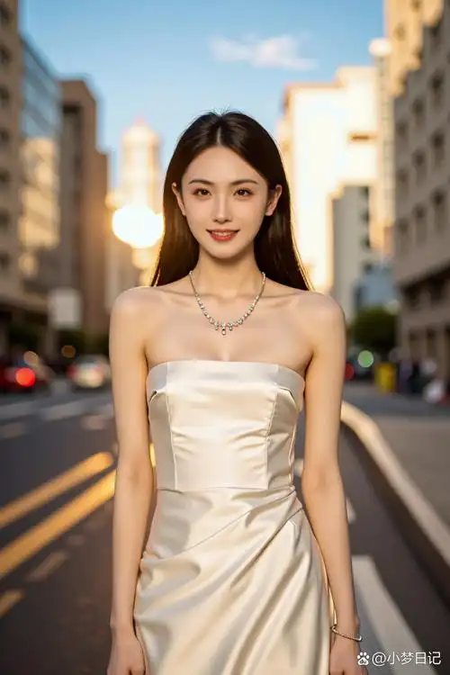 今天穿了这条奶油刺绣的抹胸裙,肩带一滑就变成露肩