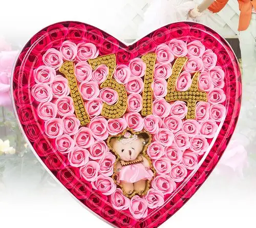 厂家直销淘宝爆款七夕1314情人节香皂玫瑰花礼盒圣诞节礼物.