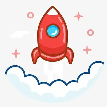 红色手绘火箭元素