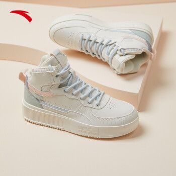 安踏高帮板鞋女鞋2022年新款学生春季时尚潮流运动鞋子女士厚底休闲鞋