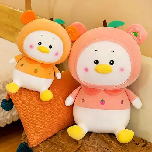 抖音新款小黄鸭公仔创意毛绒玩具鸭玩偶水果可爱鸭娃娃情人节礼物