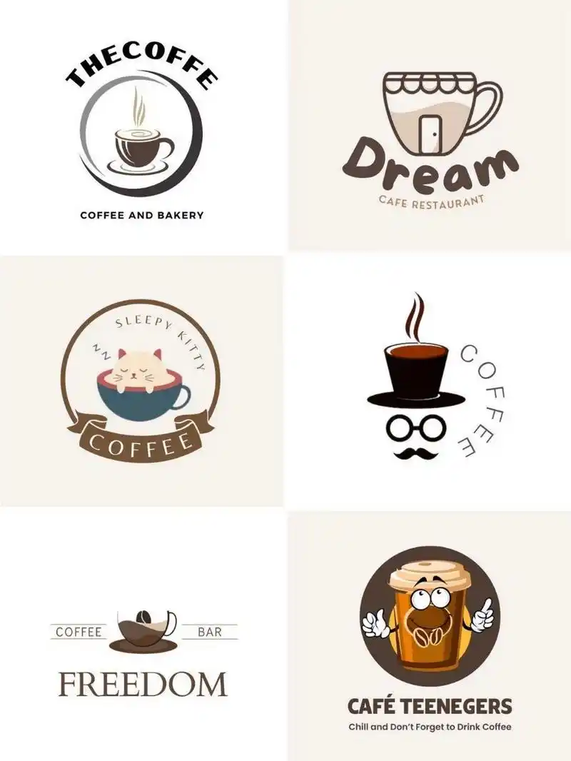 9890logo | 创意简约咖啡馆logo 设计 灵感来源分享,logo 组合
