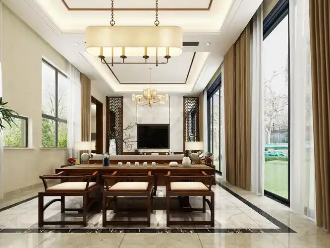 1992效果图-家装中式客餐厅|空间|室内设计|1992效果图小落 - 原创