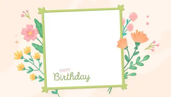 漂亮花卉设计的生日相框矢量素材(ai/eps)