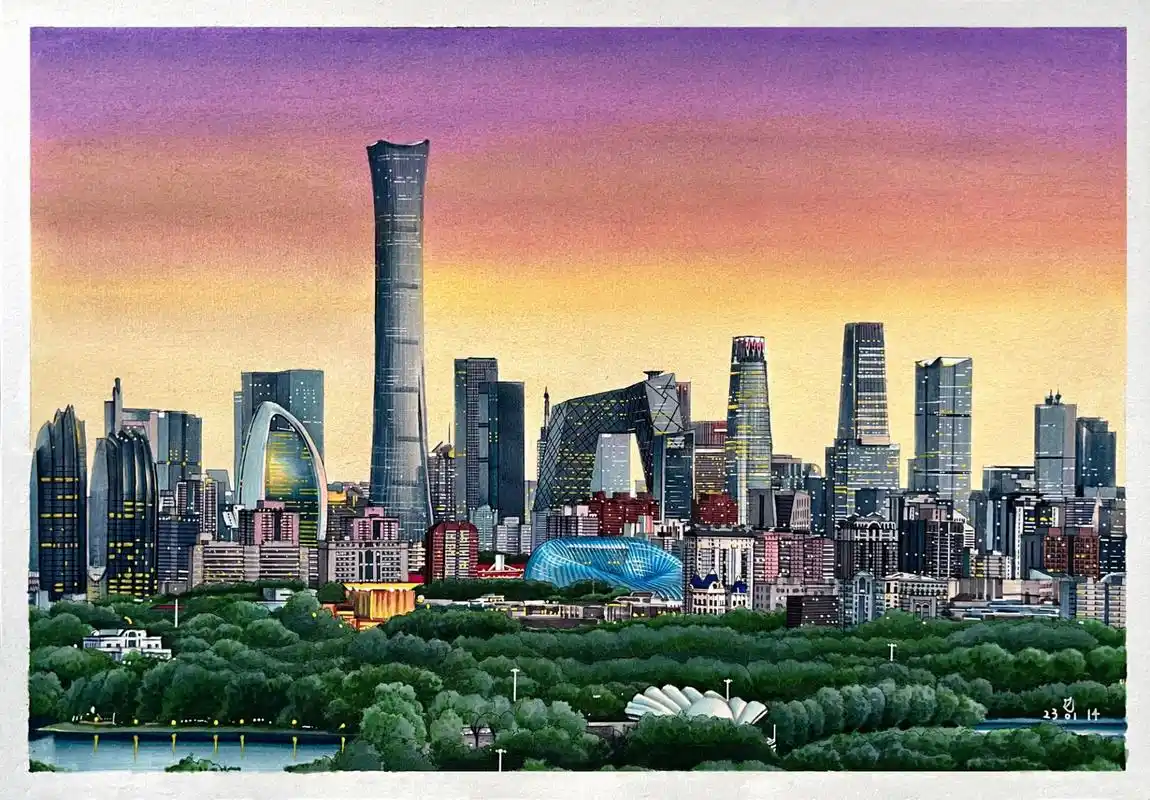 北京马克笔城市建筑手绘 画了一下北京cbd建筑,依然用了自己比较喜欢